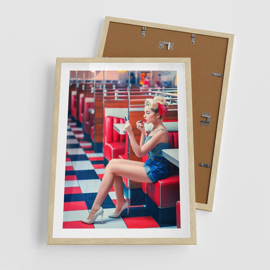 Plakat w ramie 50x70 - Ikoniczna Uroda - retro, Marylin Monroe - rama drewno