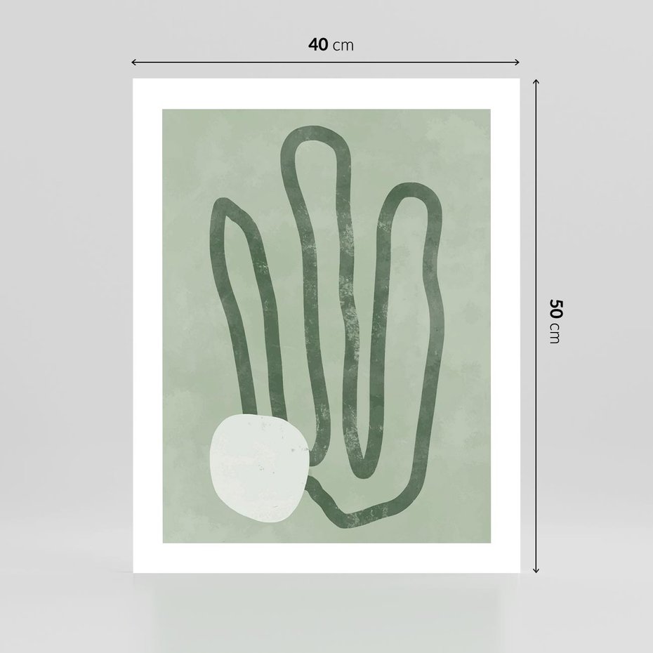 Plakat bez ramy 40x50 - Spokojne Kształty Natury - zielona abstrakcja, zgaszona zieleń