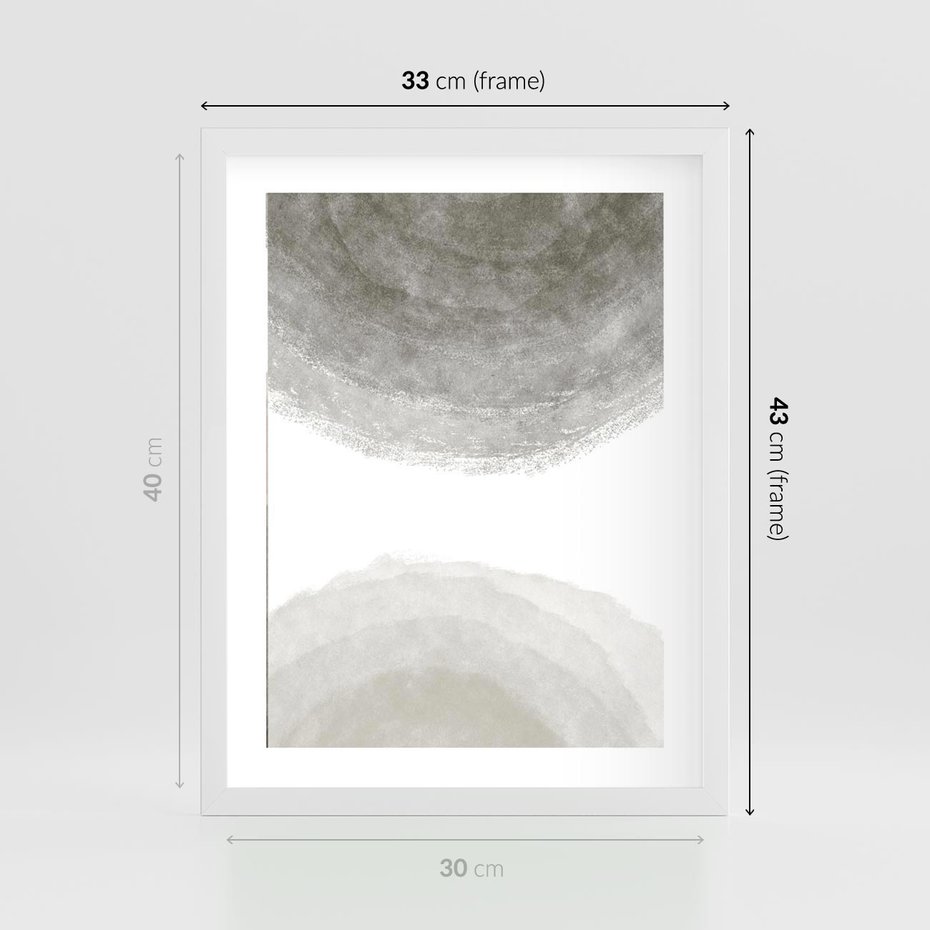 Plakat w ramie 30x40 - Impresje Energii - rozmyte cienie, abstrakcja - rama biała