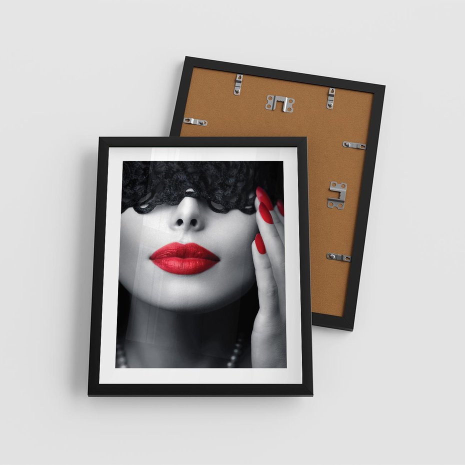 Plakat w ramie 40x50 - Piękno usta i szminka - usta, szminka - rama czarna
