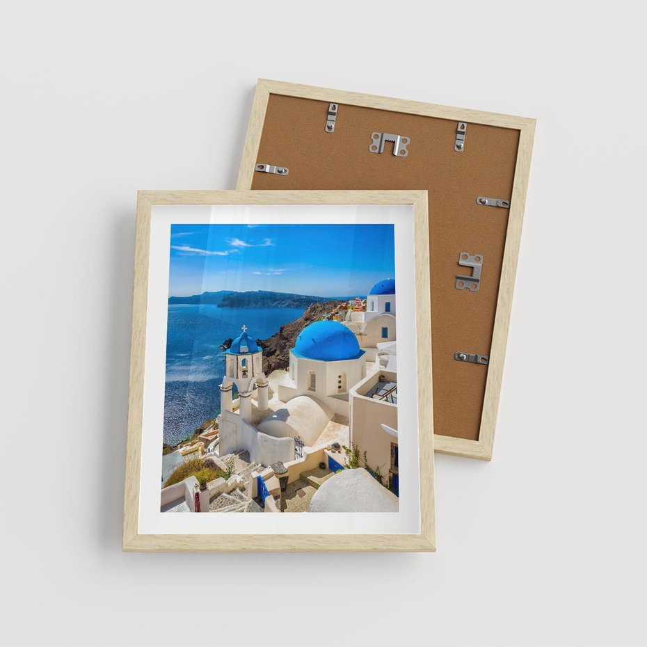 Plakat w ramie 40x50 - Urokliwy widok na Santorini - Santorini, widok - rama drewno