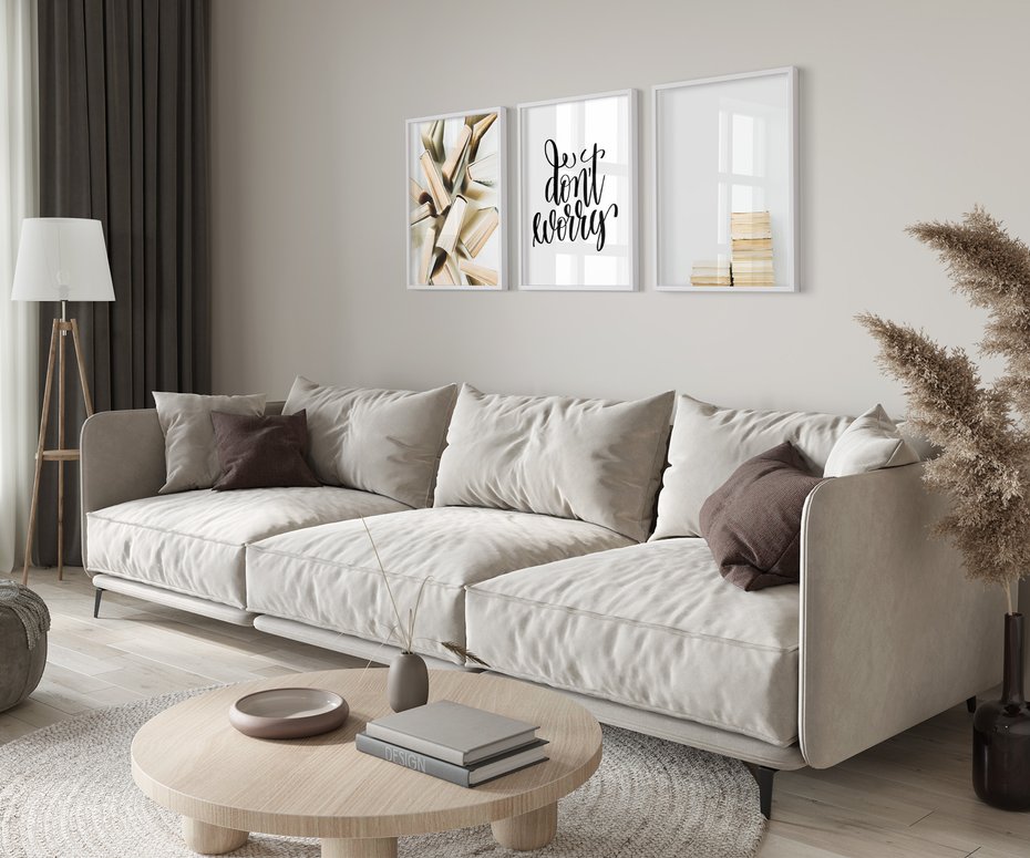 Zestaw obrazy w ramie 30x40 galeria - Książki, czytanie, napisy, typografia - rama biała