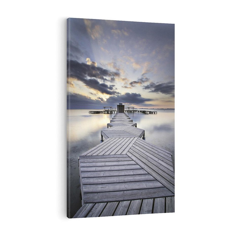 Obraz na płótnie 70x100 - Spokój nad Jeziorem - pomost, jezioro