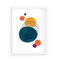 Plakat w ramie 50x70 - Kolorowe Plam z Czarnymi Liniami - kolorowe plamy, szkic - rama biała
