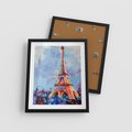 Plakat w ramie 40x50 - Paryska Wieża - olejny abstrakcyjny obraz, wieża eiffla - rama czarna