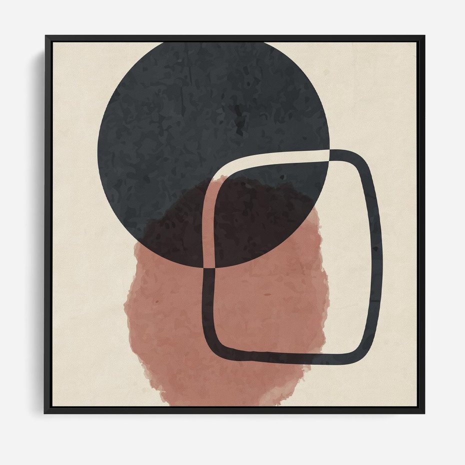 Obraz w ramie 50x50 - Abstrakcyjna Harmonia - abstrakcyjne nieregularne kształty, minimalistyczny plakat - rama czarna