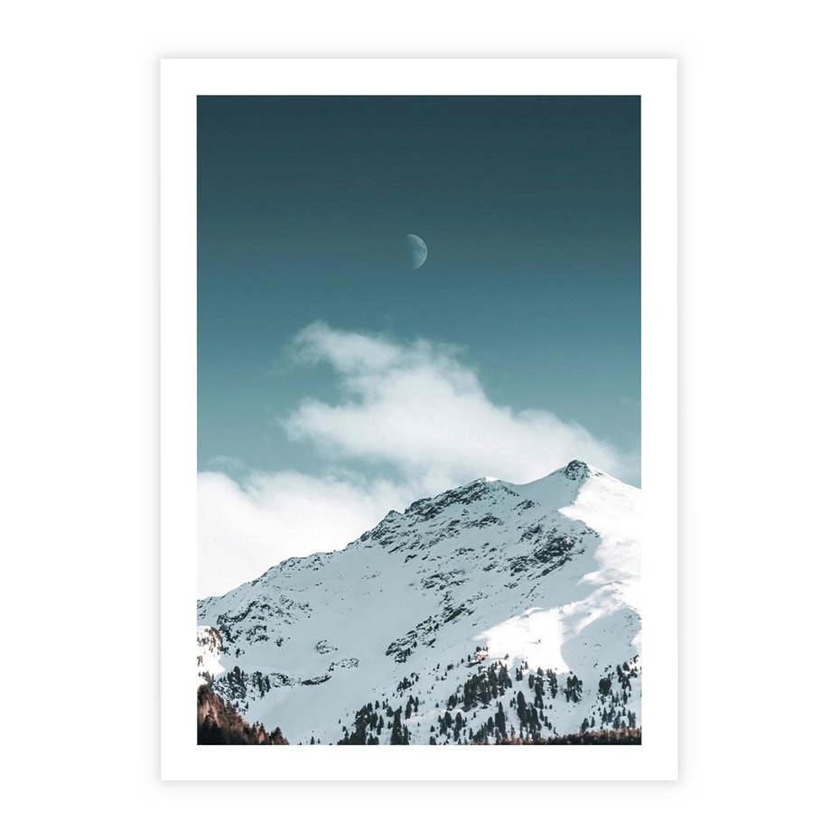 Plakat bez ramy 40x50 - Nocna Magia w Górach - fotografia, śnieg