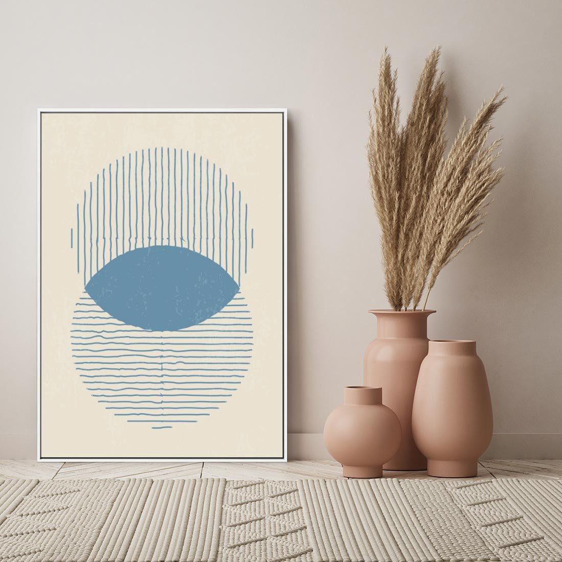 Obraz w ramie 70x100 - Wnętrza Refleksji - geometryczne kształty, koła - rama biała