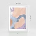 Plakat w ramie 30x40 - Przenikanie Niecodziennych Form - abstrakcyjne akwarelowe plamy, pastele - rama biała