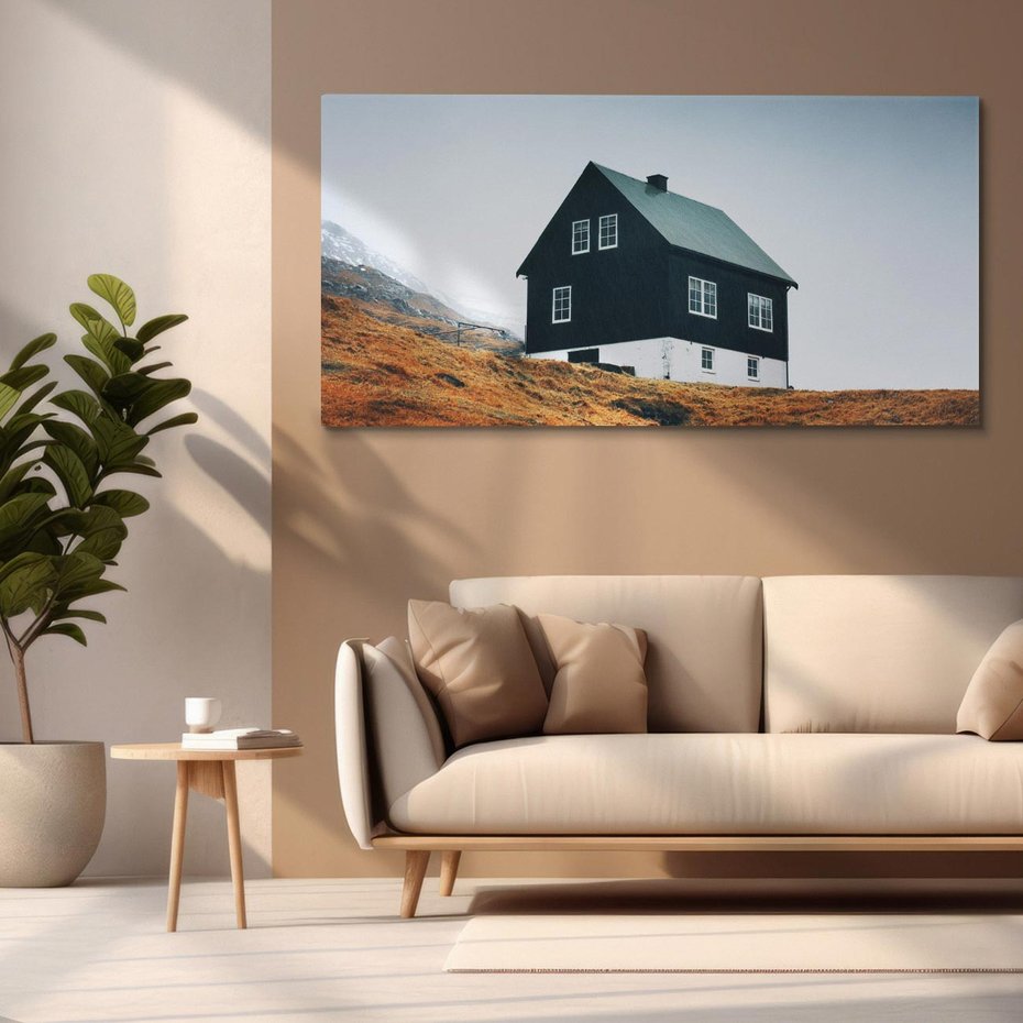 Obraz na płótnie 120x60 - Ciepło i Przytulność - skandynawski, domek