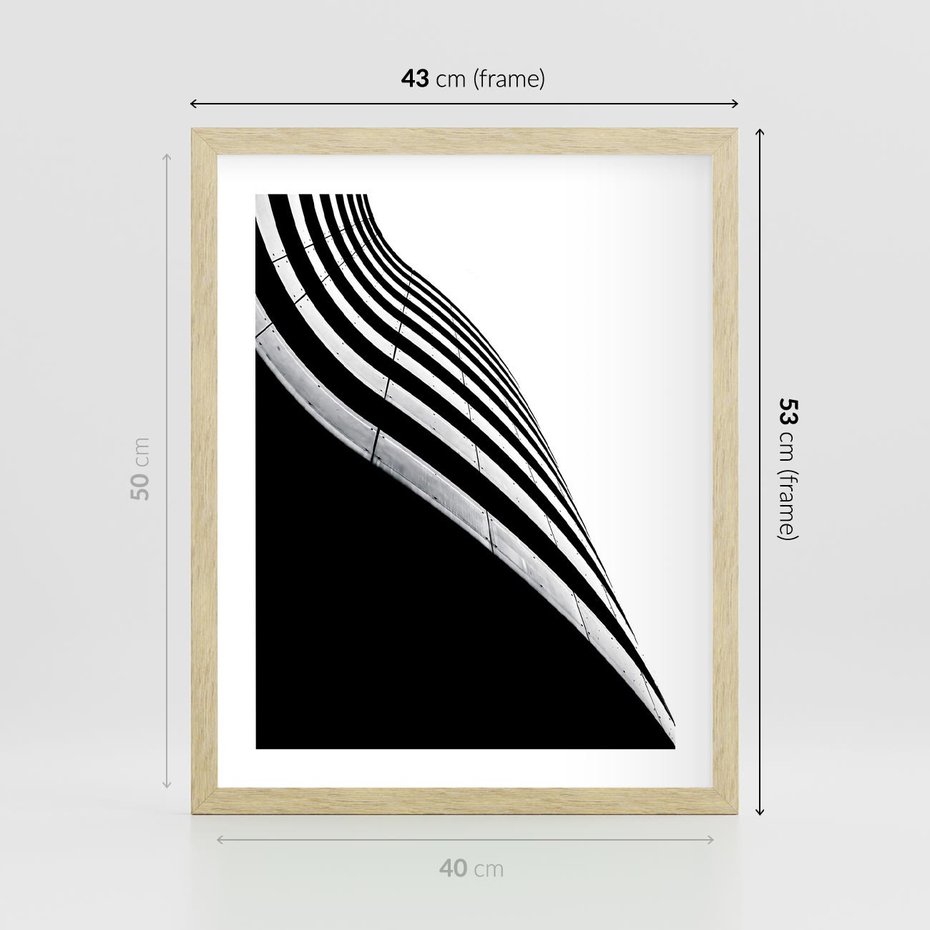 Plakat w ramie 40x50 - Architektoniczna Fala - architektura, falowany budynek - rama drewno
