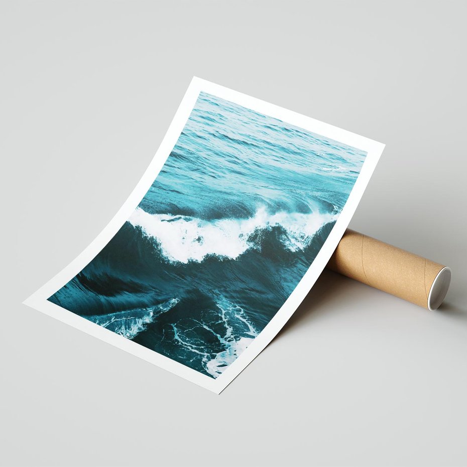 Plakat bez ramy 50x70 - Wibracje Oceanu - turkusowy ocean, fale