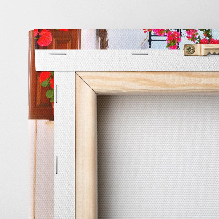 Obraz na płótnie 30x30 - Kwiatowa uliczka wakacji - kwiaty, uliczka