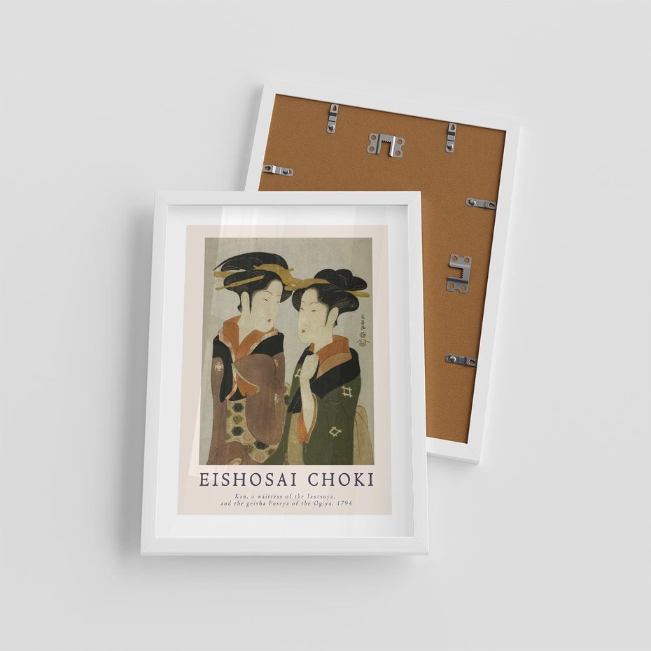 Plakat w ramie 30x40 - Reprodukcja Japońskiej Grafiki - eishosai choki, reprodukcja grafiki - rama biała