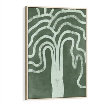 Obraz w ramie 70x100 - Inspirujące Zawiłości Zieleni - abstrakcyjny kształt, zielony plakat - rama drewno