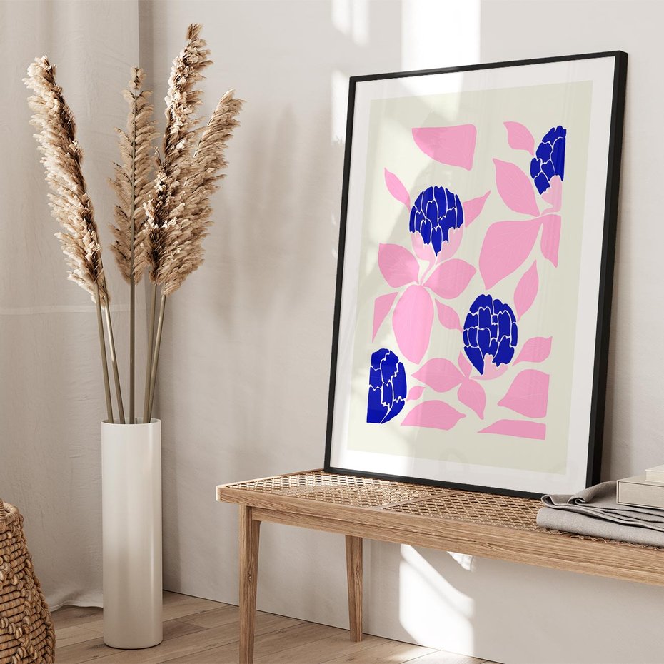 Plakat bez ramy 50x70 - Impresje deszczu - nowoczesna kompozycja, kwiaty