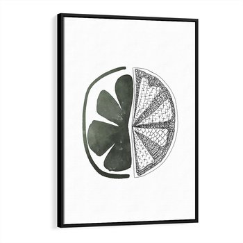 Obraz w ramie 50x70 - Cytrynowe Echo - minimalistyczny plakat, cytryna - rama czarna