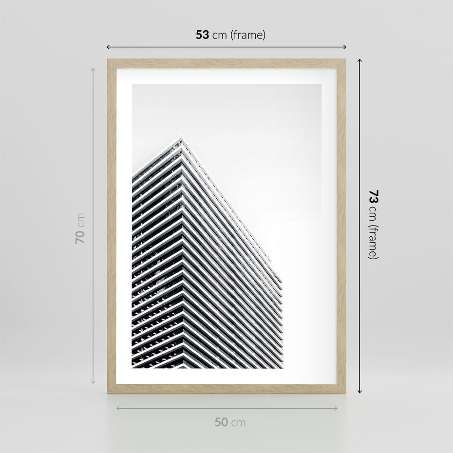 Plakat w ramie 50x70 - Wzorce Wysokości - architektura, wysoki wieżowiec - rama drewno