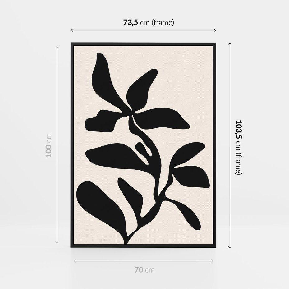 Obraz w ramie 70x100 - Wibracje Akwarelowych Ścieżek - abstrakcyjny minimalistyczna kwiat, czarno biały plakat - rama czarna