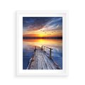 Plakat w ramie 40x50 - Zachód słońca na pomostcie - pomost, zachód - rama biała