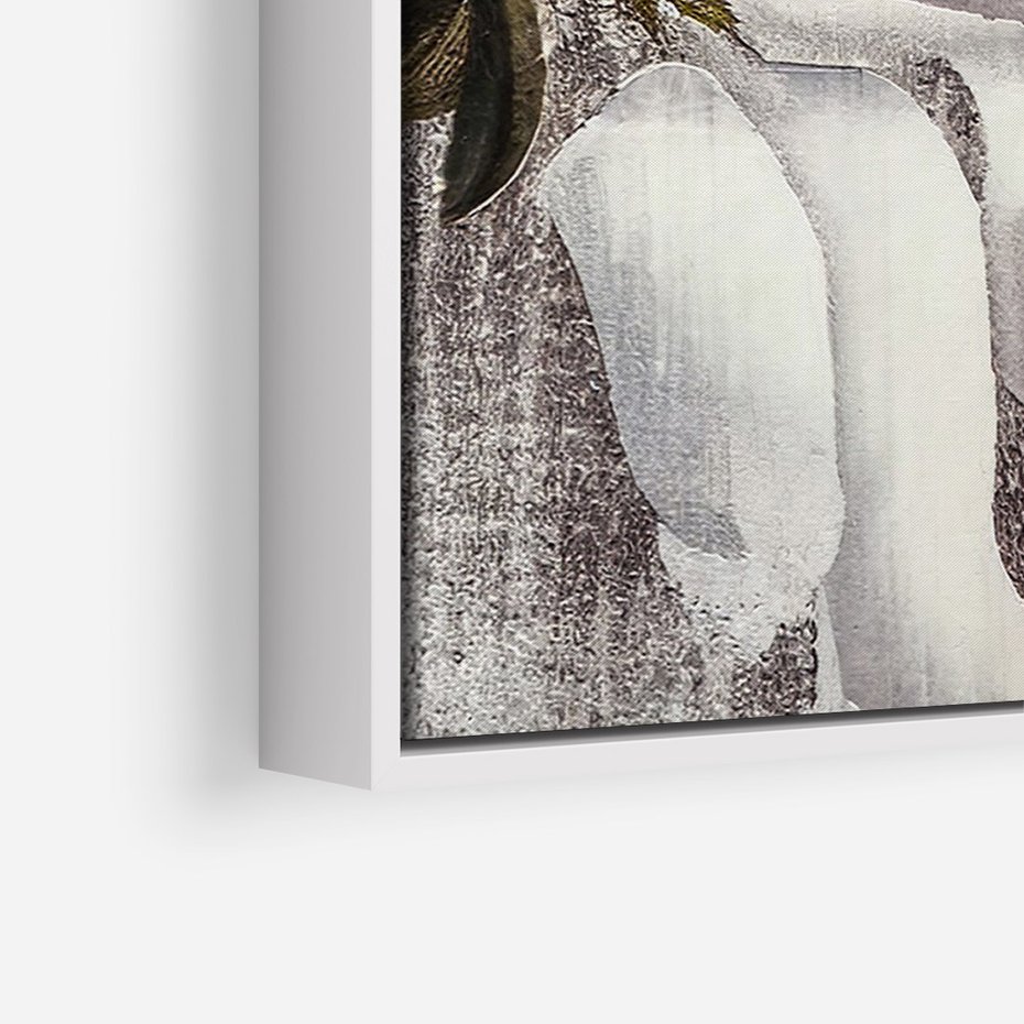 Obraz w ramie 80x120 - Tekstura Kwiatu - białe kwiaty, duży kwiat - rama biała