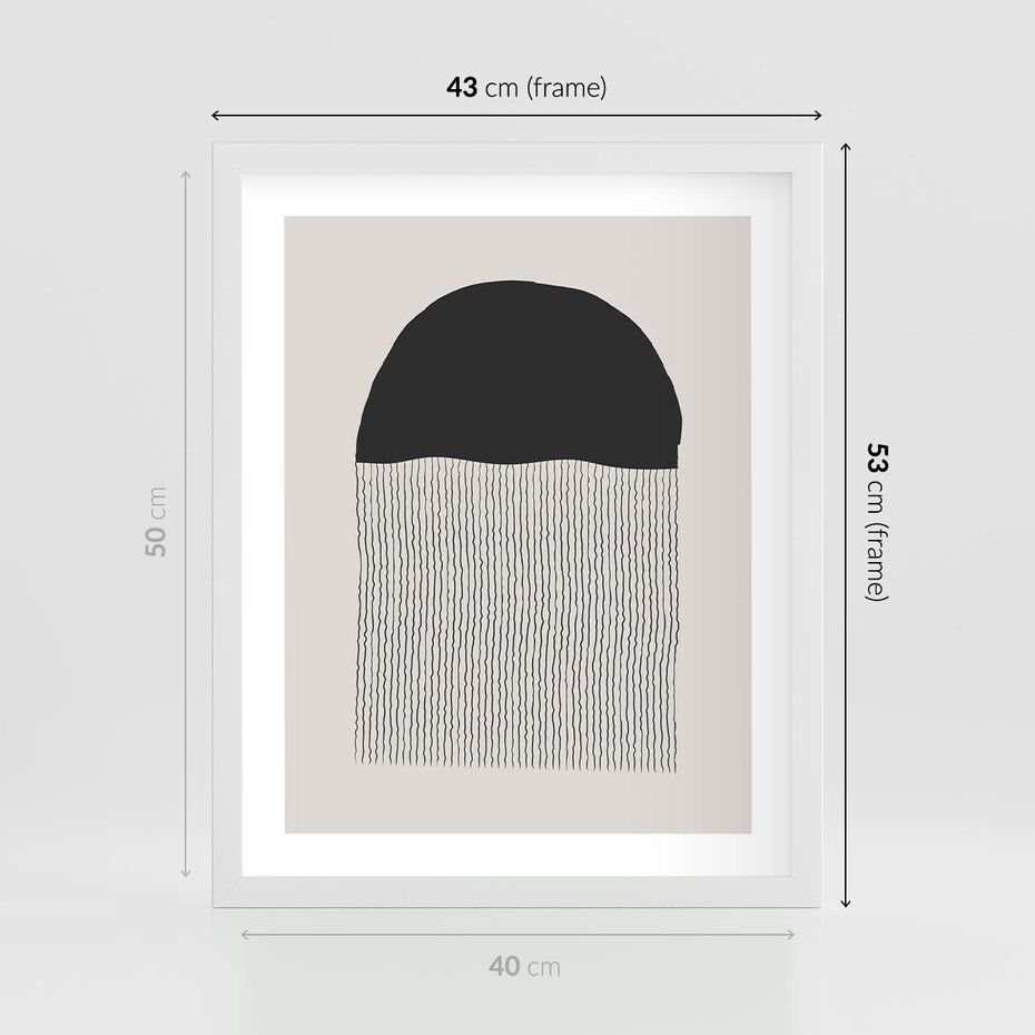 Plakat w ramie 40x50 - Wewnętrzne Widzenia - abstrakcyjna kompozycja, półkole - rama biała