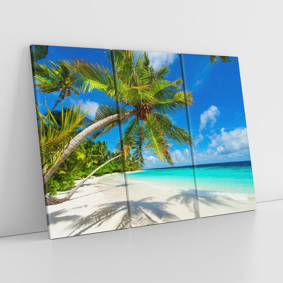Obraz na płótnie 120x80 - Raj na Malediwach: Plaża, Morze i Palmy - Malediwy, plaża