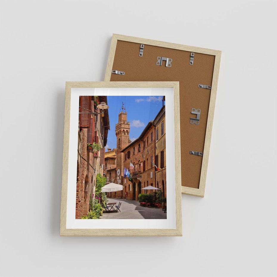 Plakat w ramie 30x40 - Urok włoskich uliczek - włoskie, uliczki - rama drewno