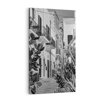 Obraz na płótnie 50x70 - Nadmorska Uliczka - czarno białe zdjecie, uliczka w nadmorskim mieście