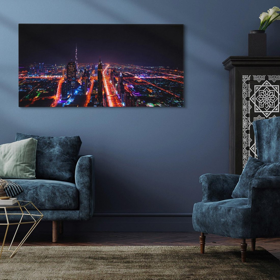 Obraz na płótnie 120x60 - Nocne oświetlenie miasta - miasto, noc