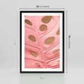 Plakat w ramie 50x70 - Różowy Liść Monstery - różowy liść monstery, nowoczesna fotografia - rama czarna