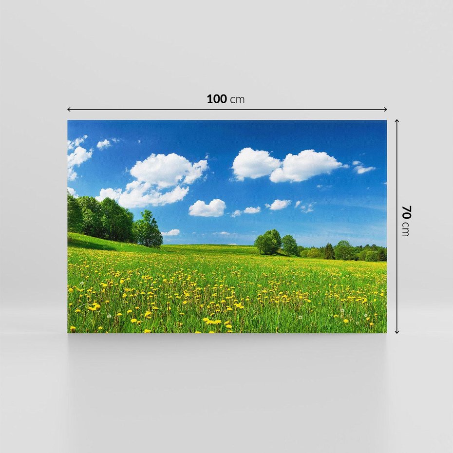 Obraz na płótnie 100x70 - Polana wśród drzew: Spokój i harmonia - polana, łąka