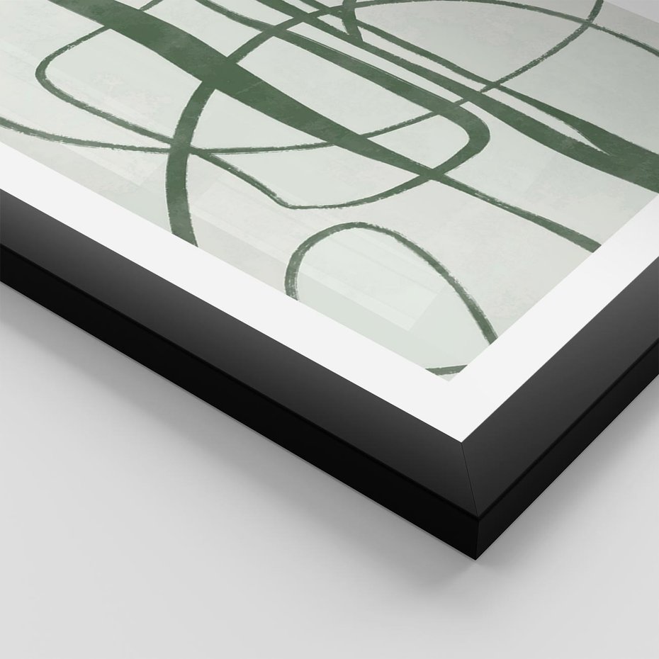 Plakat w ramie 40x50 - Zielony Spokój - zielona abstrakcja, spokojny plakat - rama czarna