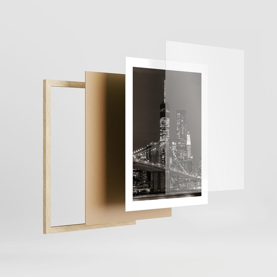 Plakat w ramie 30x40 - Magia miasta nocą - miasto, noc - rama drewno