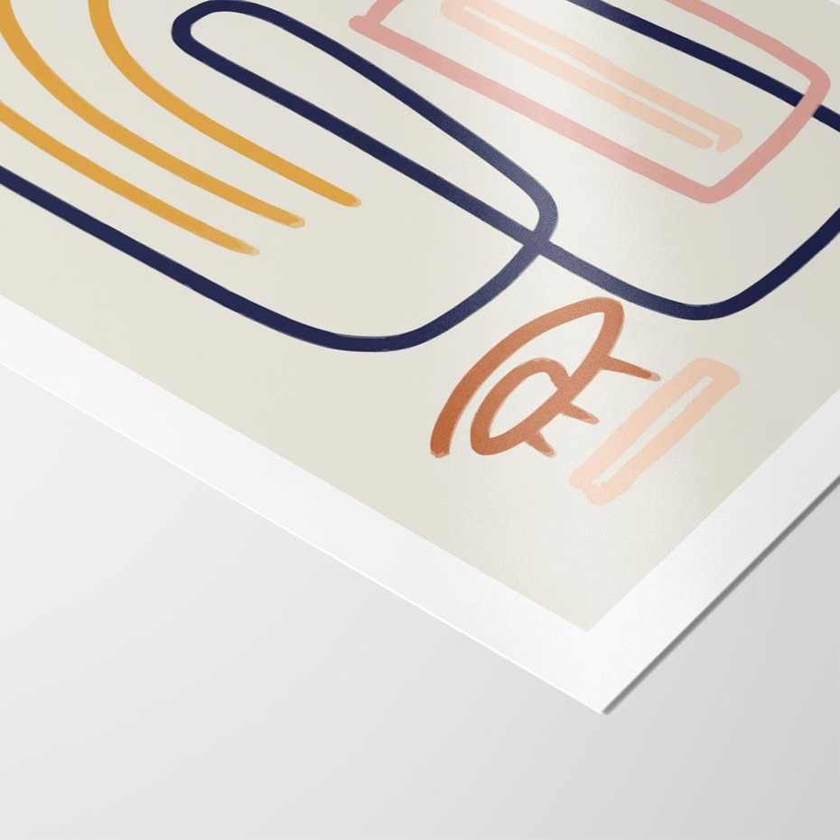 Plakat bez ramy 40x50 - Abstrakcyjne Mrugnięcie - abstrakcja w stylu picasso, beżowe tło