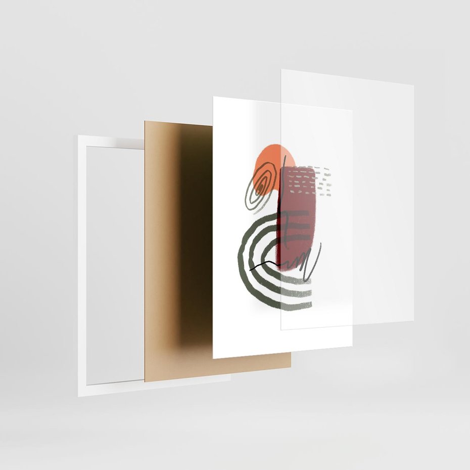 Plakat w ramie 30x40 - Boho Raj - abstrakcyjna sztuka, boho kształty - rama biała