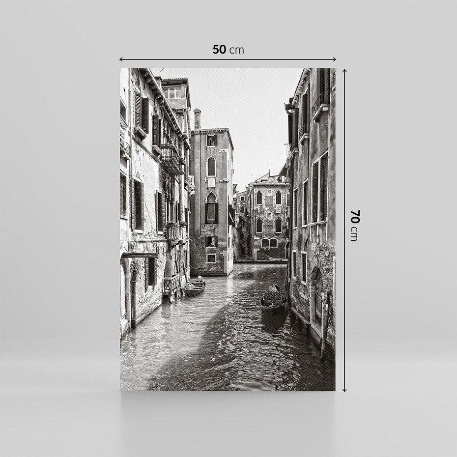 Obraz na płótnie 50x70 - Weneckie Kanały - czarno białe zdjęcie, wenecja