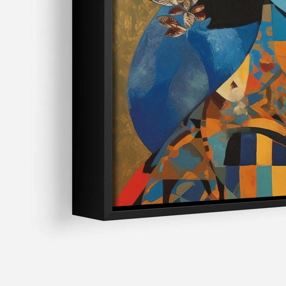 Obraz w ramie 50x50 - Impresje Cichego Szeptu - abstrakcyjny obraz, portret kobiety - rama czarna