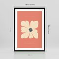 Plakat w ramie 50x70 - Malowane Kolorowe Echa - minimalistyczna grafika, biały kwiat na różowym tle - rama czarna