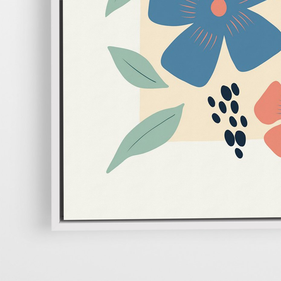 Obraz w ramie 80x120 - Kolorowe liście tęsknot - minimalistyczny plakat, grafika - rama biała