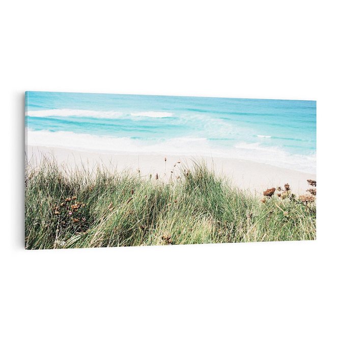 Obraz na płótnie 100x50 - Harmonia Natury - widok z wydm, wydmy porośnięte trawami