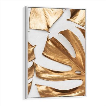 Obraz w ramie 70x100 - Siła Natury - złote, liście - rama biała