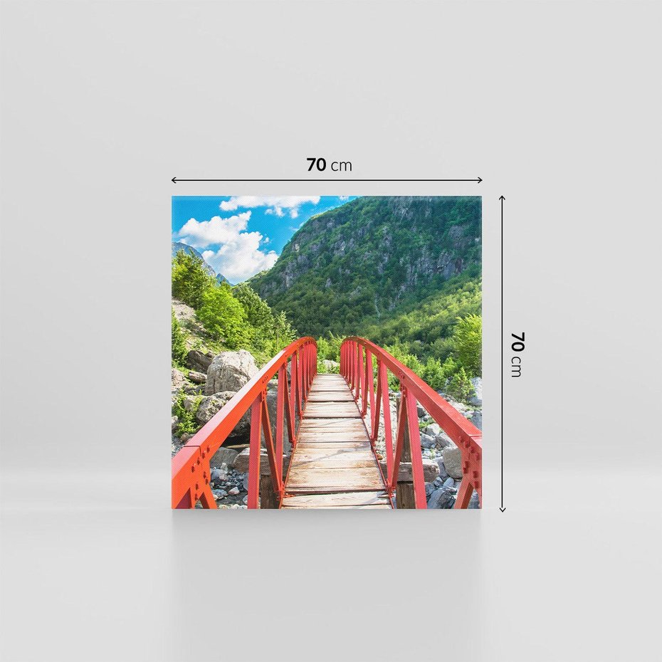 Obraz na płótnie 70x70 - Most do przygody - góry, most