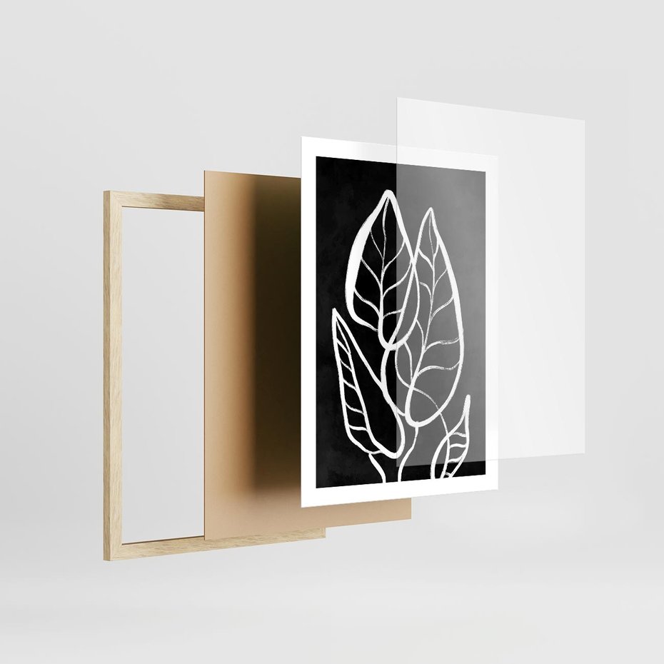 Plakat w ramie 50x70 - Lustrzane Odbicie - mroczna sztuka, minimalizm - rama drewno