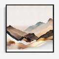 Obraz w ramie 50x50 - Góry Tonące w Pastelach - złote pastelowe góry, akwarela - rama czarna