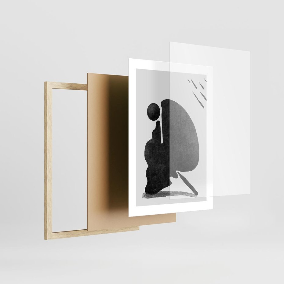 Plakat w ramie 30x40 - Abstrakcyjna Japońska Sztuka - abstrakcja, sztuka japońska - rama drewno