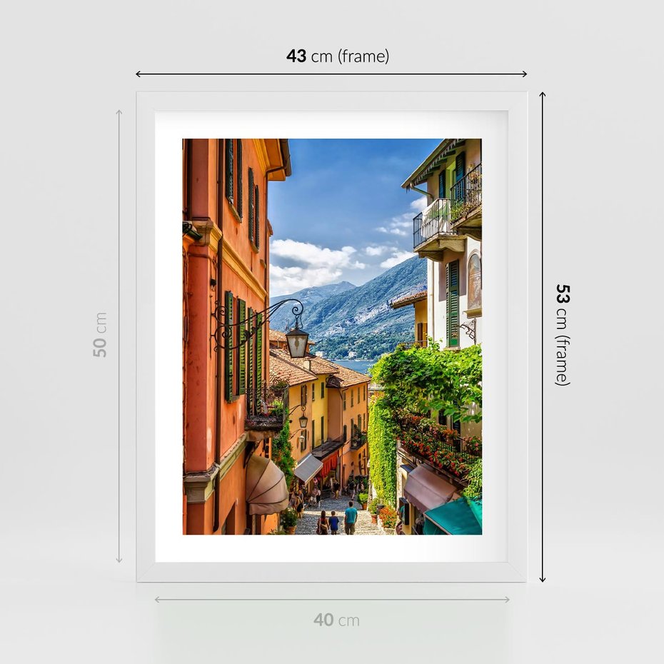 Plakat w ramie 40x50 - Tropienie Nieskończoności - uliczka, perspektywa - rama biała