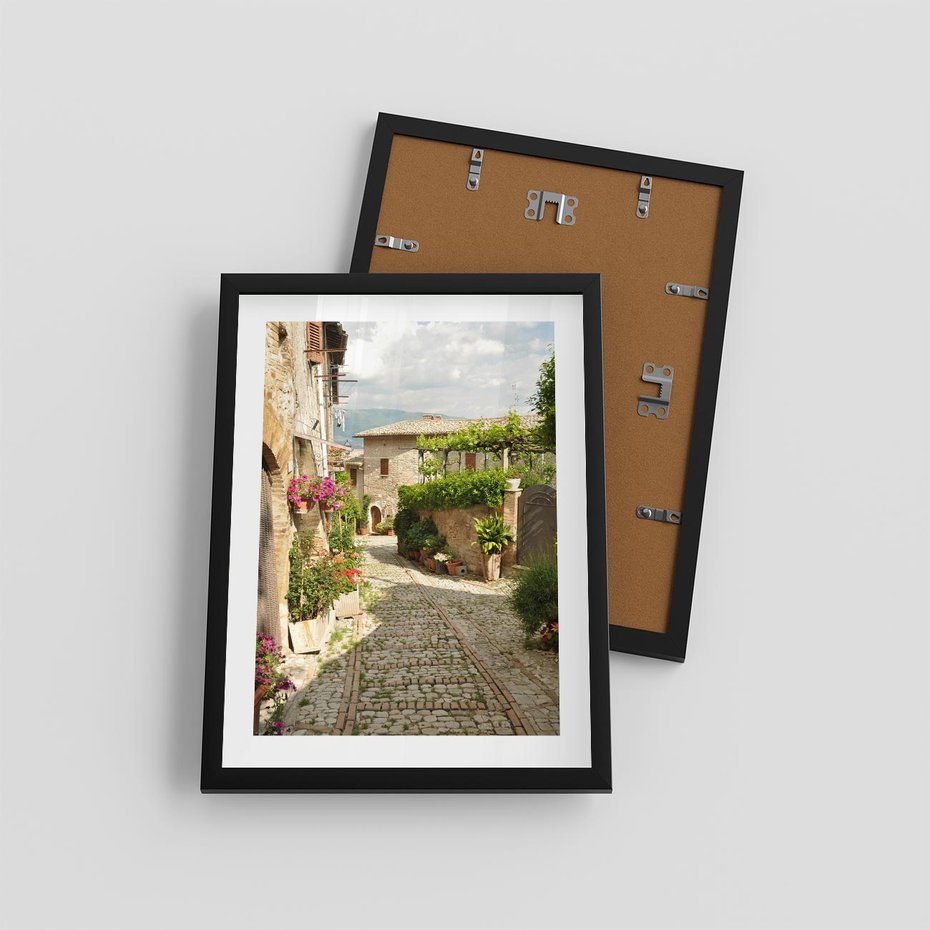 Plakat w ramie 30x40 - Włoskie Uliczki - włoska, uliczka - rama czarna