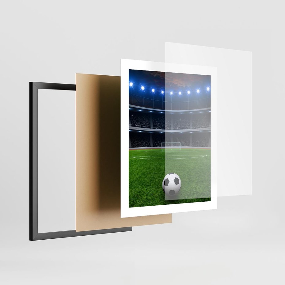 Plakat w ramie 40x50 - Piłka nożna - gol! - piłka nożna, gol - rama czarna