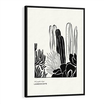 Obraz w ramie 70x100 - Boho Oaza - kaktusy, rośliny - rama czarna